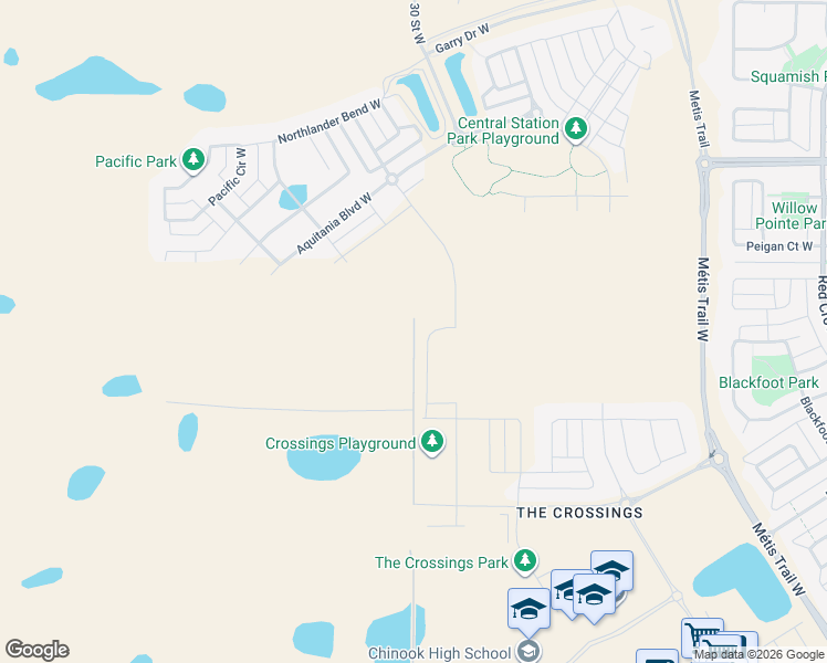 map of restaurants, bars, coffee shops, grocery stores, and more near 2259 30 Street West in Lethbridge