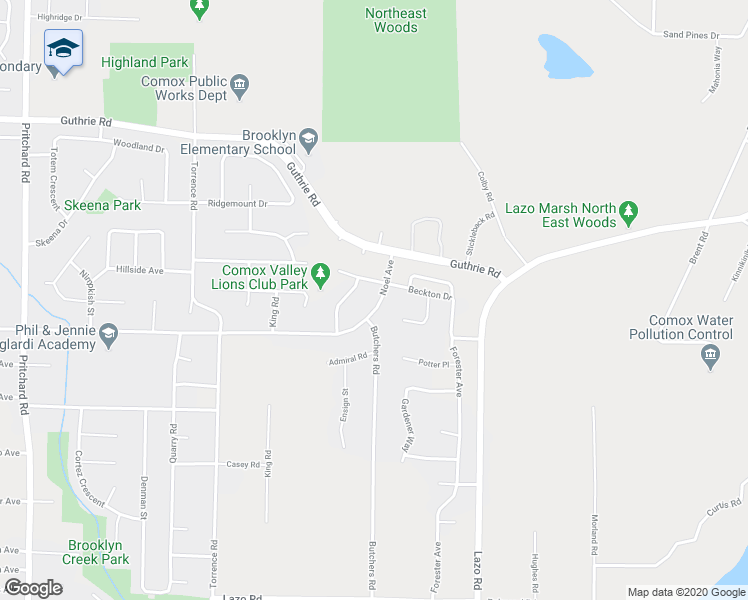 map of restaurants, bars, coffee shops, grocery stores, and more near 1272 Noel Avenue in Comox