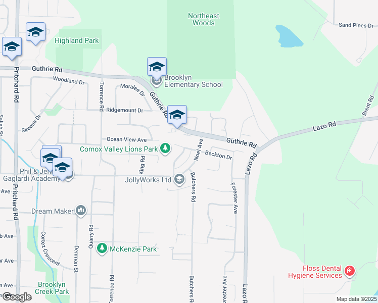 map of restaurants, bars, coffee shops, grocery stores, and more near 1272 Noel Avenue in Comox