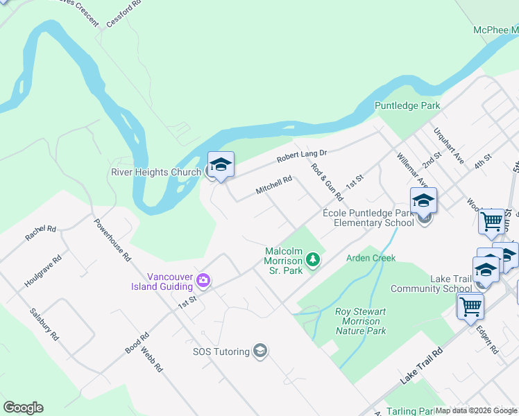 map of restaurants, bars, coffee shops, grocery stores, and more near 2161 Lexington Place in Courtenay