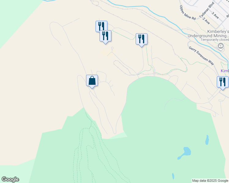 map of restaurants, bars, coffee shops, grocery stores, and more near 890 Dogwood Drive in Kimberley