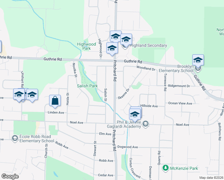 map of restaurants, bars, coffee shops, grocery stores, and more near 583 Pritchard Road in Comox