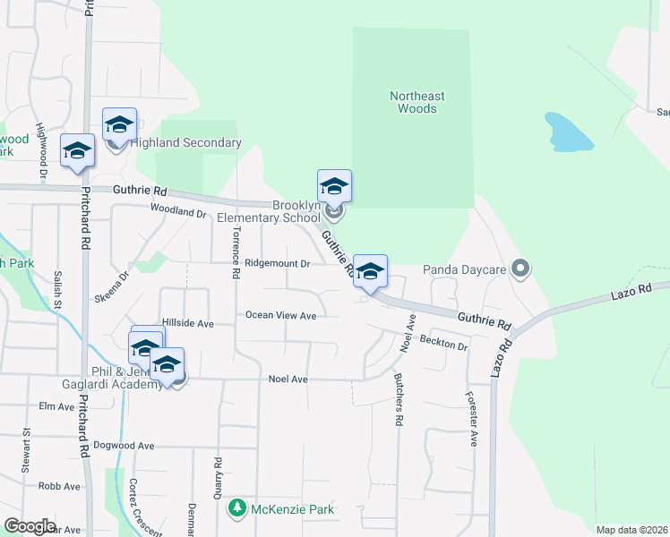 map of restaurants, bars, coffee shops, grocery stores, and more near 711 Moralee Drive in Comox