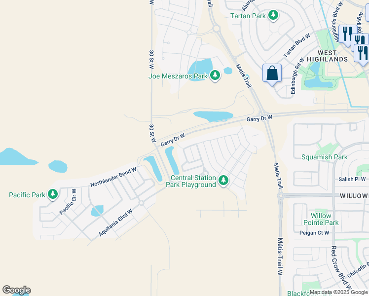 map of restaurants, bars, coffee shops, grocery stores, and more near 154 Lasalle Terrace West in Lethbridge