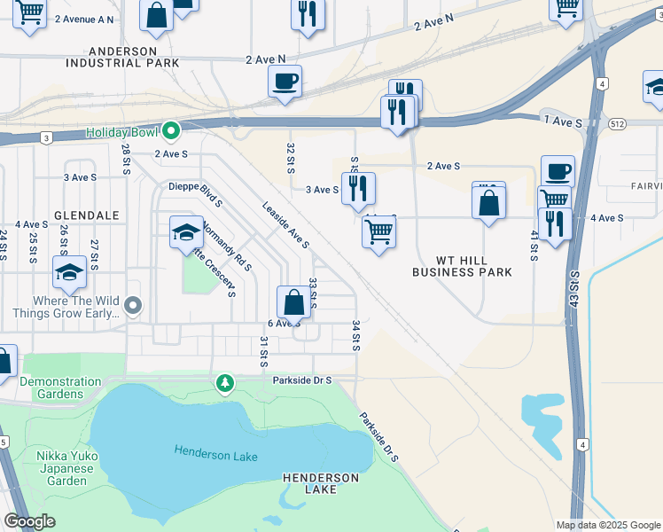 map of restaurants, bars, coffee shops, grocery stores, and more near 511 Leaside Avenue South in Lethbridge