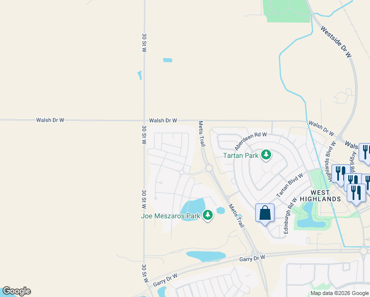 map of restaurants, bars, coffee shops, grocery stores, and more near 178 Crocus Terrace West in Lethbridge