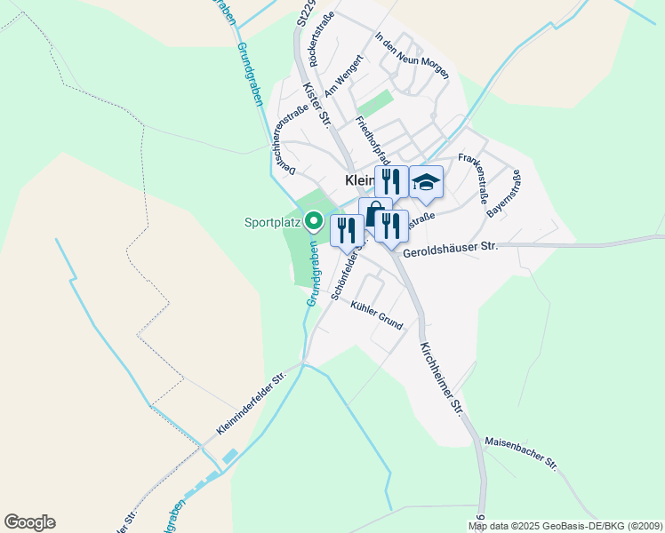map of restaurants, bars, coffee shops, grocery stores, and more near in Kleinrinderfeld