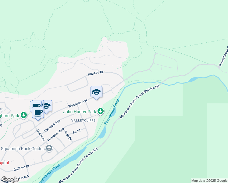 map of restaurants, bars, coffee shops, grocery stores, and more near 38558 Westway Avenue in Squamish