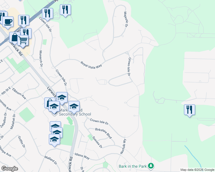 map of restaurants, bars, coffee shops, grocery stores, and more near 3088 Kensington Crescent in Courtenay