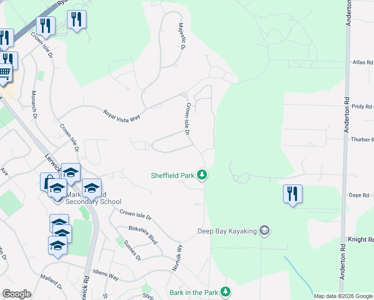map of restaurants, bars, coffee shops, grocery stores, and more near 3018 Kensington Crescent in Courtenay