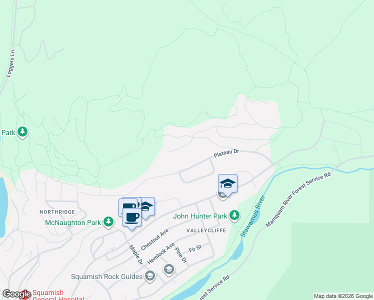 map of restaurants, bars, coffee shops, grocery stores, and more near 2098 Crumpit Woods Drive in Squamish