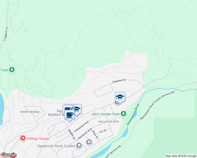 map of restaurants, bars, coffee shops, grocery stores, and more near 2098 Crumpit Woods Drive in Squamish