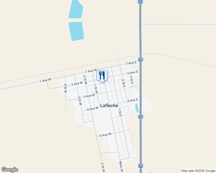 map of restaurants, bars, coffee shops, grocery stores, and more near 139 Main Street in Lafleche