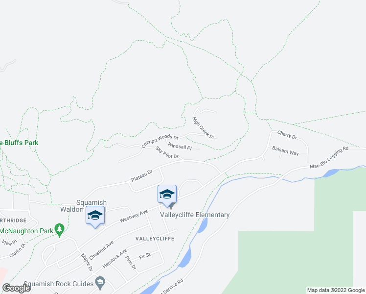 map of restaurants, bars, coffee shops, grocery stores, and more near 2237 Windsail Place in Squamish