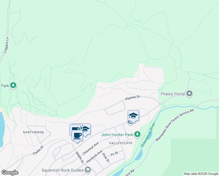 map of restaurants, bars, coffee shops, grocery stores, and more near 38544 Sky Pilot Drive in Squamish