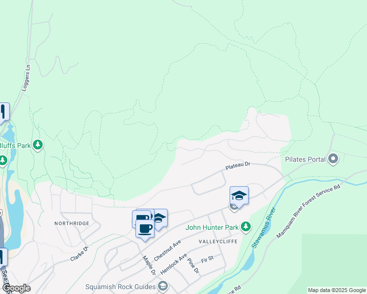 map of restaurants, bars, coffee shops, grocery stores, and more near 38574 Sky Pilot Drive in Squamish