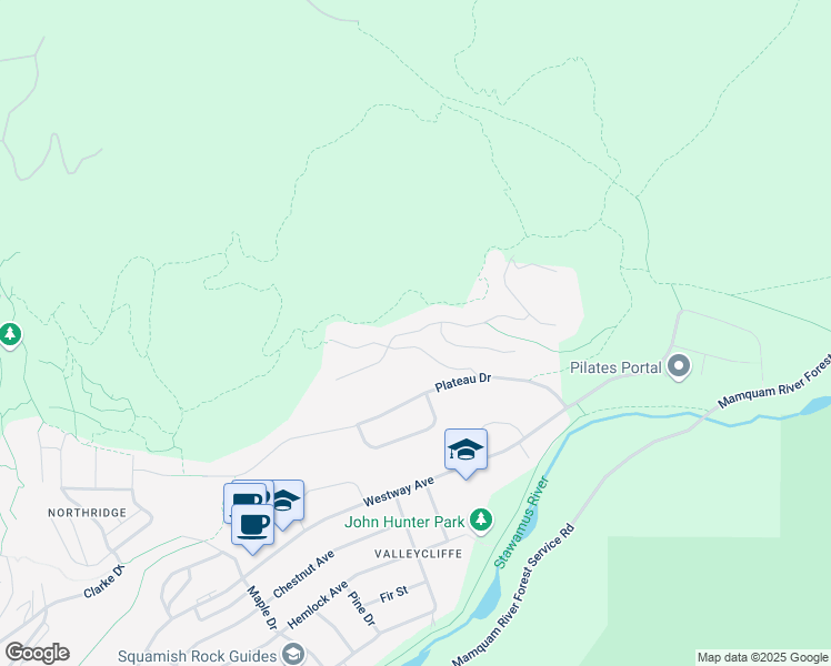map of restaurants, bars, coffee shops, grocery stores, and more near 2163 Crumpit Woods Drive in Squamish