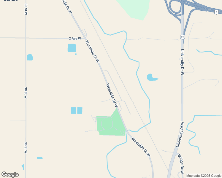 map of restaurants, bars, coffee shops, grocery stores, and more near Westside Drive West in Lethbridge
