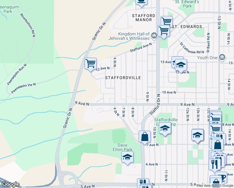 map of restaurants, bars, coffee shops, grocery stores, and more near 919 6 Street North in Lethbridge