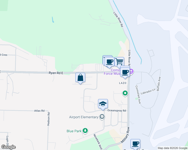 map of restaurants, bars, coffee shops, grocery stores, and more near 1562 Owen Road in Comox