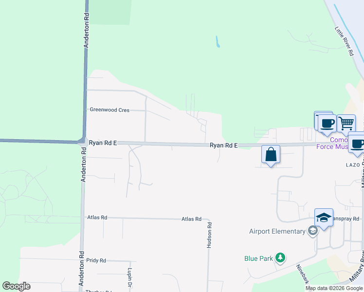 map of restaurants, bars, coffee shops, grocery stores, and more near 1787 Ryan Road East in Comox