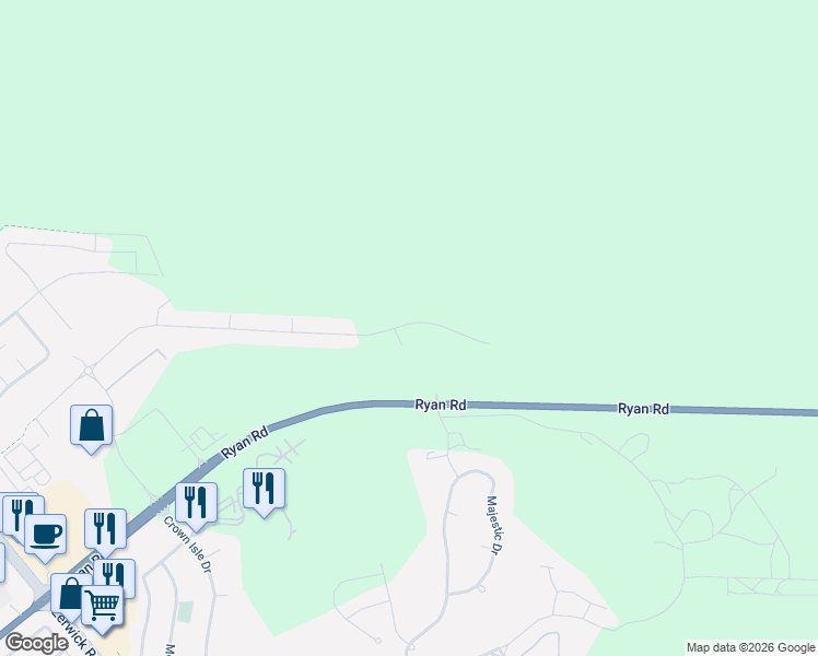 map of restaurants, bars, coffee shops, grocery stores, and more near 1725 Crown Isle Boulevard in Courtenay