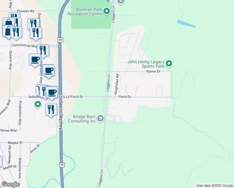map of restaurants, bars, coffee shops, grocery stores, and more near 3902 Kingfisher Road in Squamish
