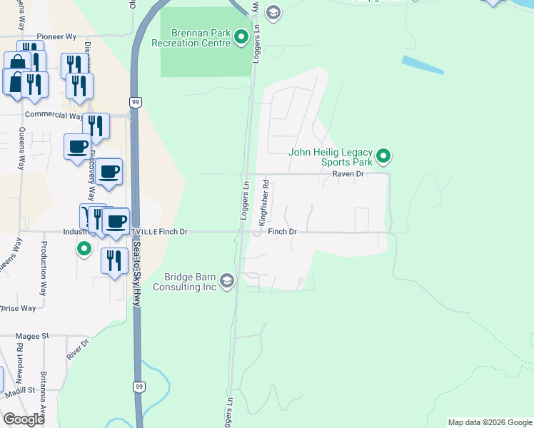 map of restaurants, bars, coffee shops, grocery stores, and more near 3902 Kingfisher Road in Squamish