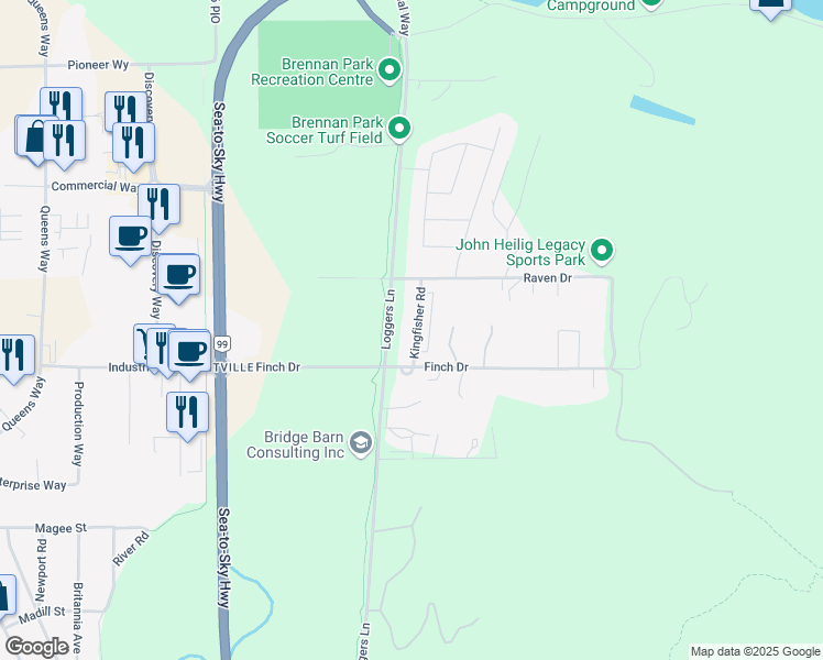 map of restaurants, bars, coffee shops, grocery stores, and more near 3903 Kingfisher Road in Squamish