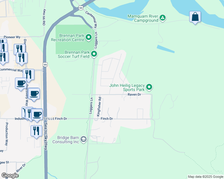 map of restaurants, bars, coffee shops, grocery stores, and more near 39140 Cardinal Drive in Squamish