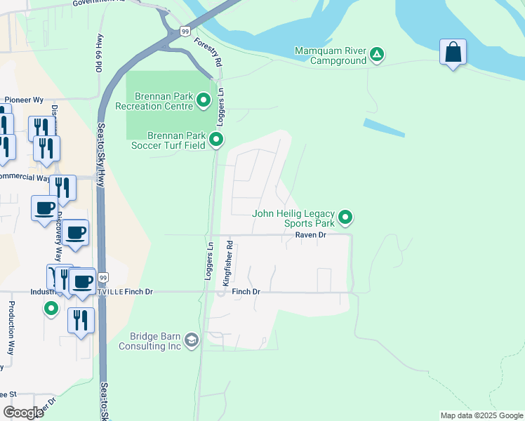 map of restaurants, bars, coffee shops, grocery stores, and more near 39188 Cardinal Drive in Squamish