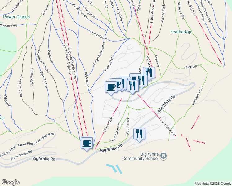 map of restaurants, bars, coffee shops, grocery stores, and more near 5375 Big White Road in Beaverdell