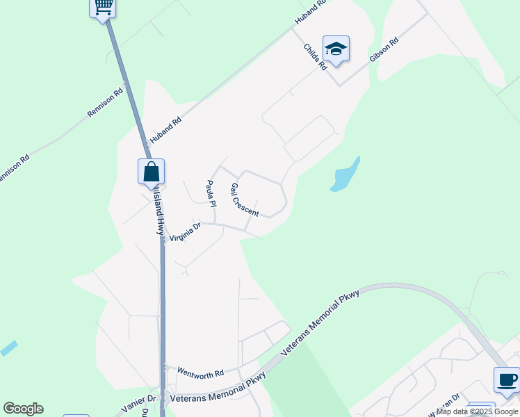 map of restaurants, bars, coffee shops, grocery stores, and more near 2687 Meadowbrook Court in Courtenay