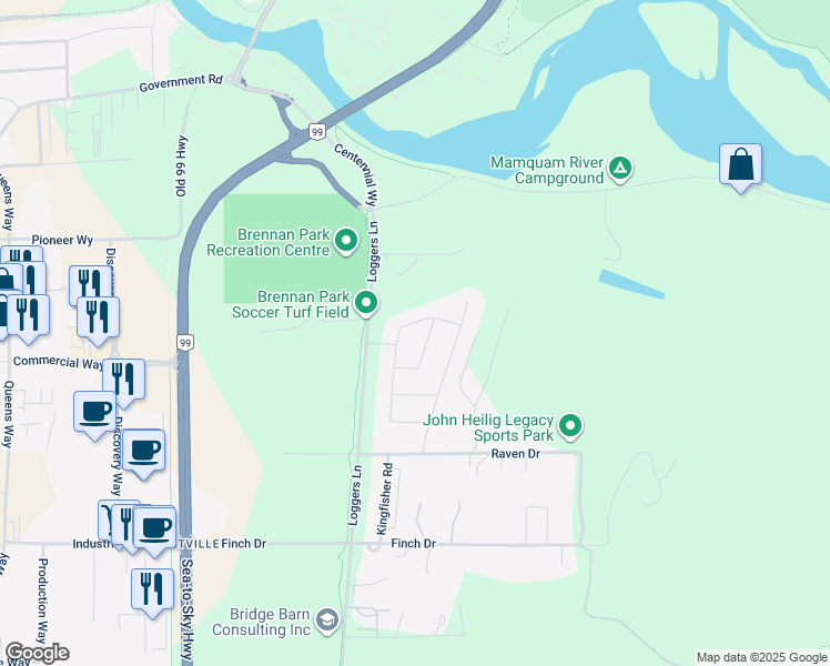 map of restaurants, bars, coffee shops, grocery stores, and more near 39340 Falcon Crescent in Squamish