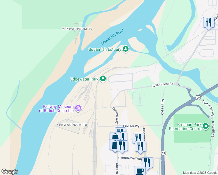 map of restaurants, bars, coffee shops, grocery stores, and more near 1029 Brothers Place in Squamish