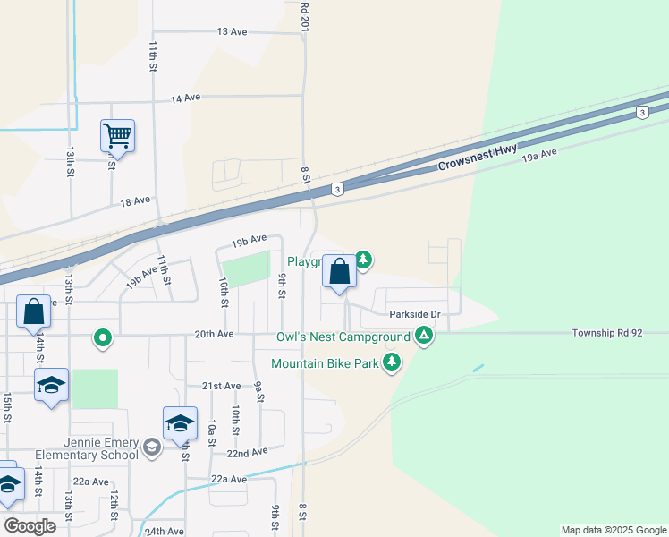 map of restaurants, bars, coffee shops, grocery stores, and more near 715 Sunset Place in Coaldale