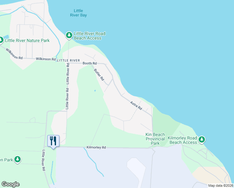 map of restaurants, bars, coffee shops, grocery stores, and more near 1791 Astra Road in Comox