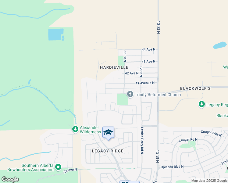 map of restaurants, bars, coffee shops, grocery stores, and more near 990 41 Avenue North in Lethbridge