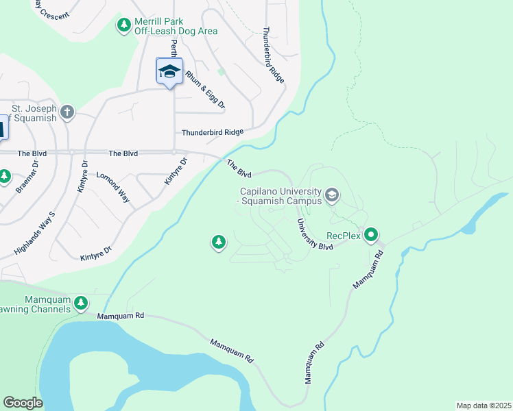 map of restaurants, bars, coffee shops, grocery stores, and more near 40874 The Crescent in Squamish