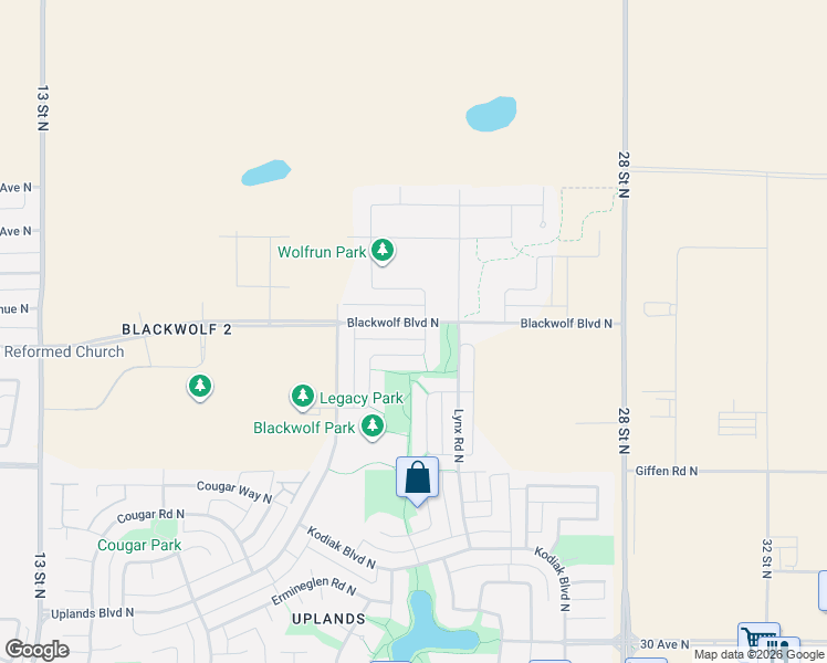 map of restaurants, bars, coffee shops, grocery stores, and more near in Lethbridge