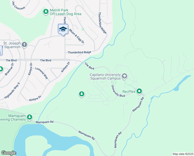 map of restaurants, bars, coffee shops, grocery stores, and more near 40876 The Crescent in Squamish