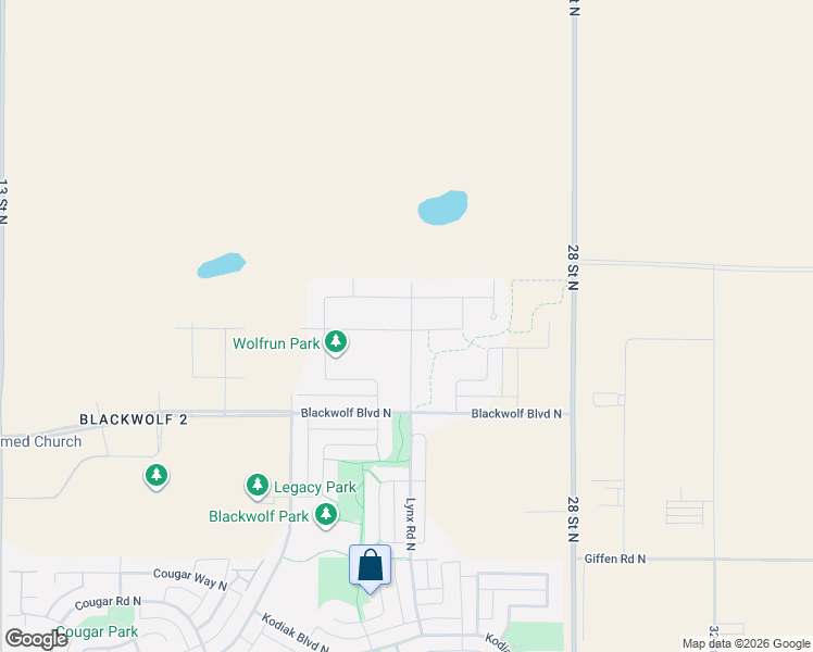 map of restaurants, bars, coffee shops, grocery stores, and more near 95 Greywolf Road North in Lethbridge