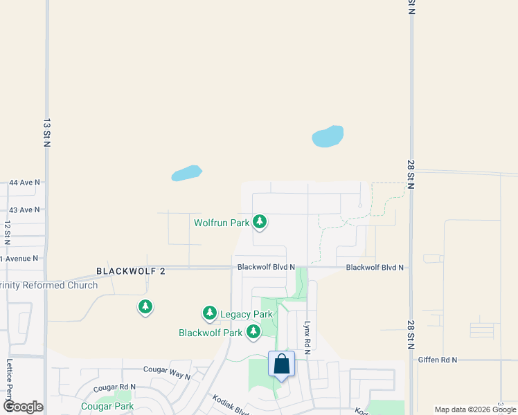 map of restaurants, bars, coffee shops, grocery stores, and more near 15 Greywolf Road North in Lethbridge