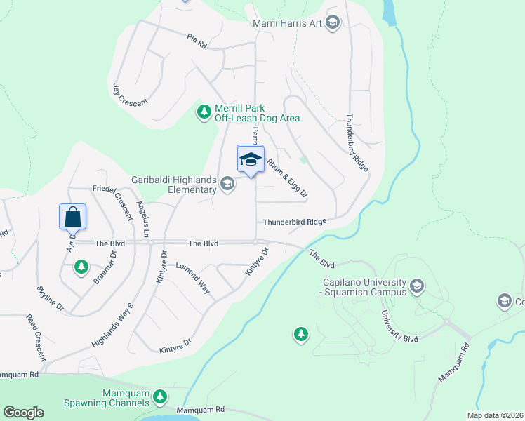 map of restaurants, bars, coffee shops, grocery stores, and more near 40410 Perth Drive in Squamish