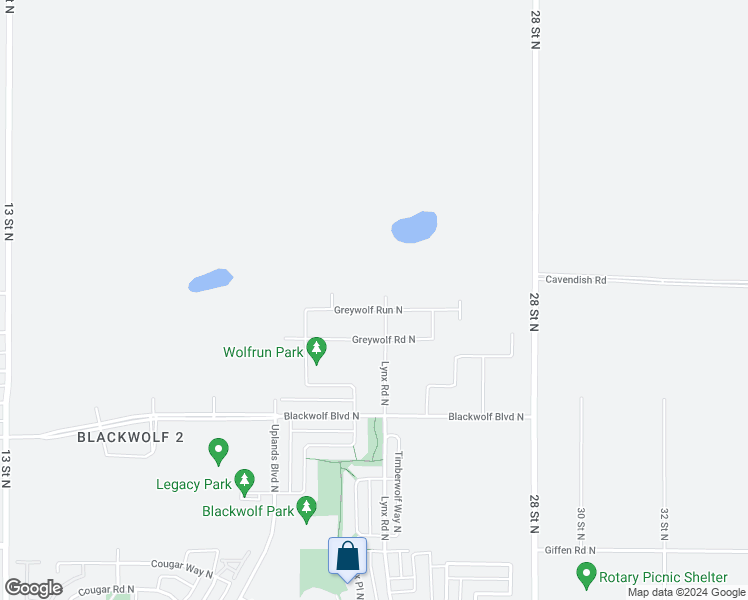 map of restaurants, bars, coffee shops, grocery stores, and more near 822 Greywolf Run North in Lethbridge