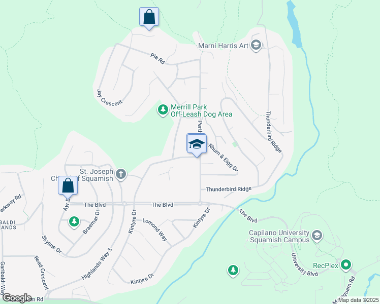 map of restaurants, bars, coffee shops, grocery stores, and more near 2585 Portree Way in Squamish