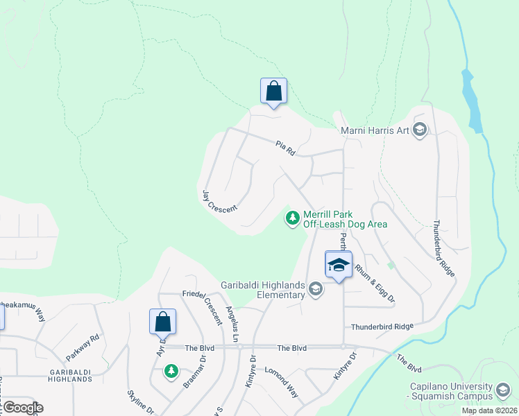 map of restaurants, bars, coffee shops, grocery stores, and more near 2309 Greenwood Way in Squamish