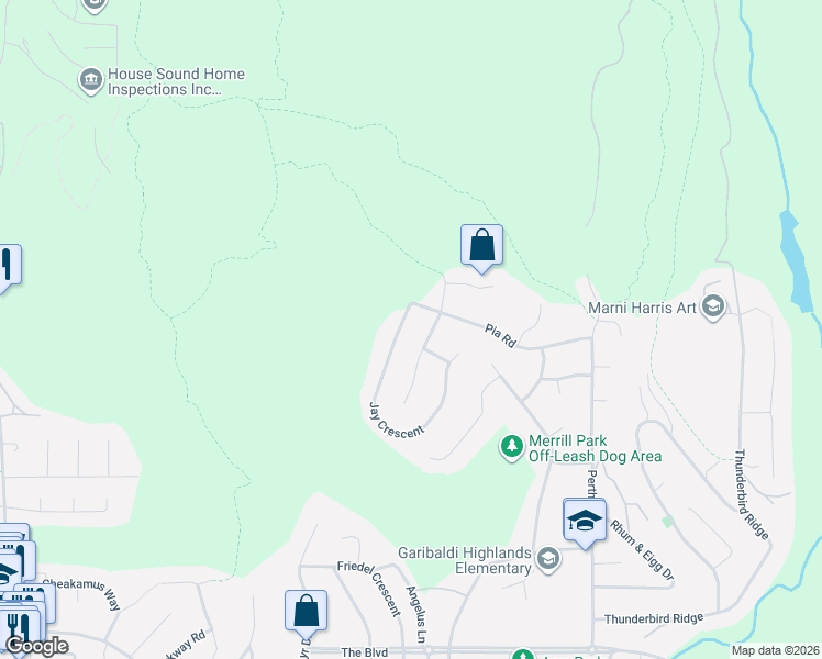 map of restaurants, bars, coffee shops, grocery stores, and more near 1007 Jay Crescent in Squamish