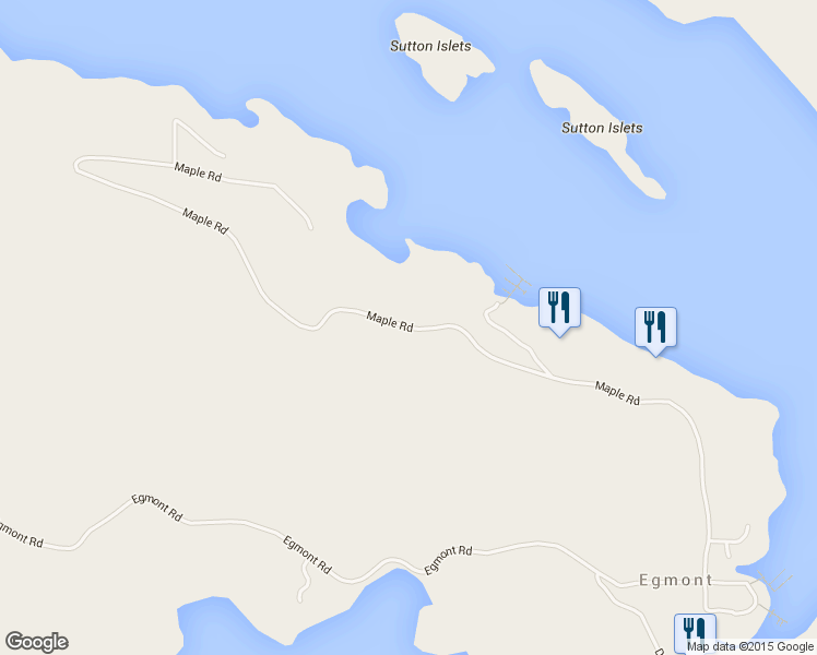 map of restaurants, bars, coffee shops, grocery stores, and more near Maple Road in Madeira Park