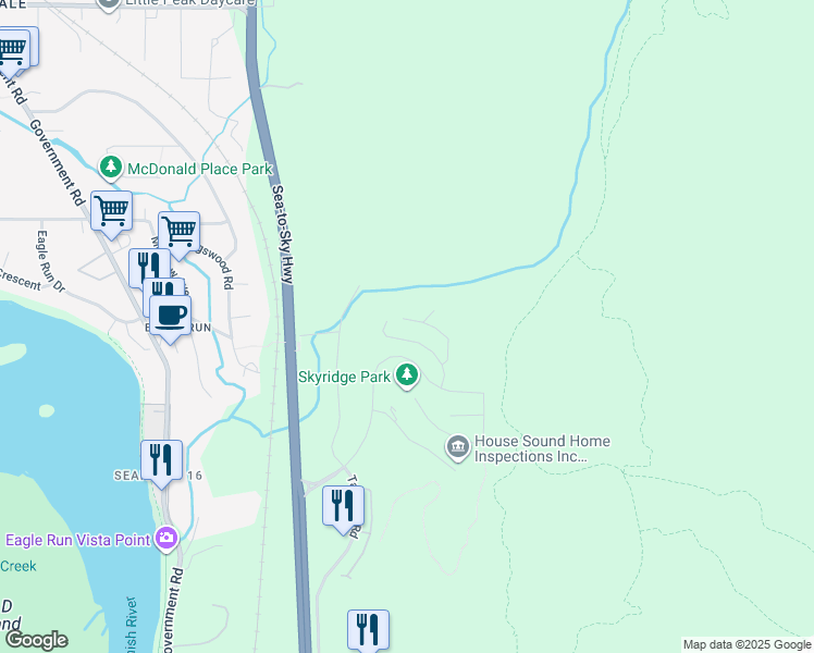 map of restaurants, bars, coffee shops, grocery stores, and more near 41365 Skyridge Place in Squamish